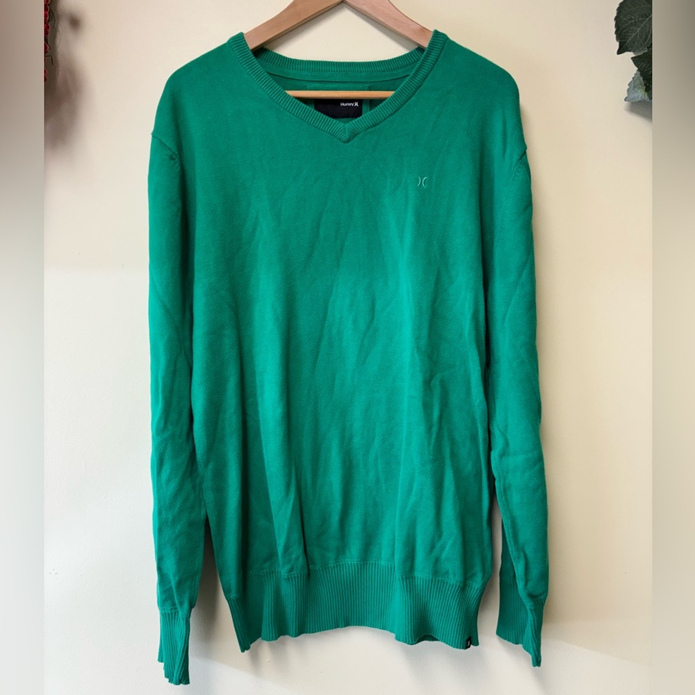 Green HURLEY V Neck Men’s Cotton Sweater Size XL